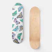Skateboard Papillons d'aquarelle couleur blanche (Recto)