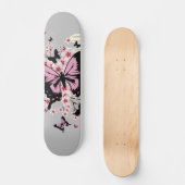 Skateboard Papillons de Cerisier en Fleur (Recto)