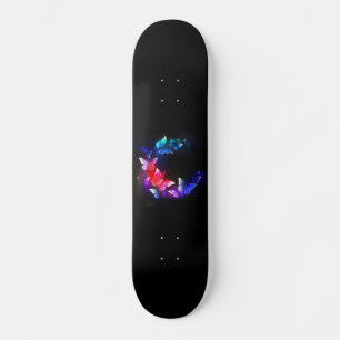 Skateboard Papillons de nuit néon lumineux sur fond noir