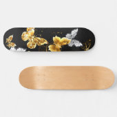 Skateboard Papillons d'or et de blanc (Horz)
