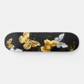 Skateboard Papillons d'or et de blanc (Horz)