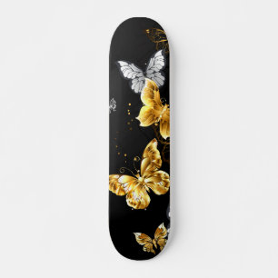 Skateboard Papillons d'or et de blanc