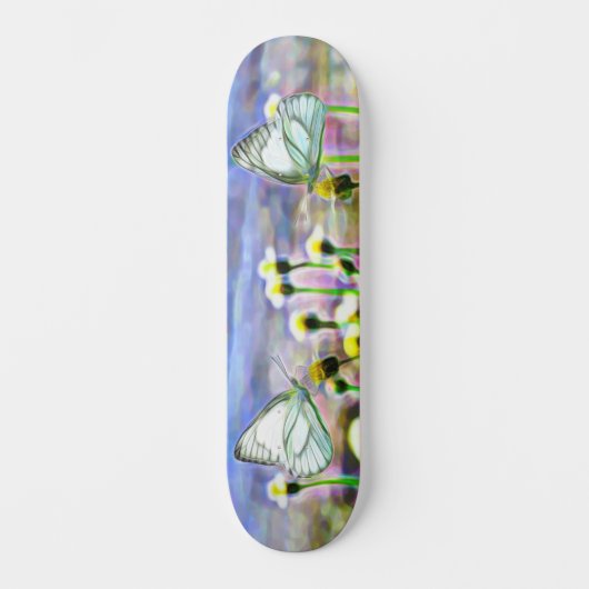 Skateboard Papillons Fleurs Printemps soleil (Recto)
