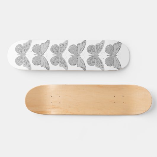 Skateboard Papillons gris argenté (Horz)