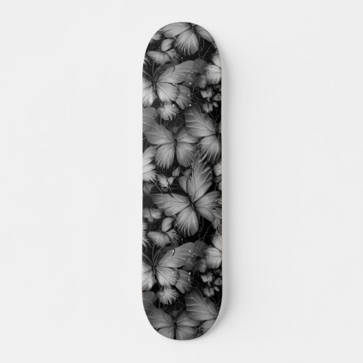 Skateboard Papillons gris Imprimer (Devant)