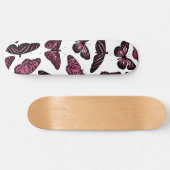Skateboard Papillons noir rose Fille Motif d'aquarelle (Horz)