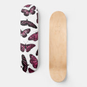 Skateboard Papillons noir rose Fille Motif d'aquarelle (Recto)