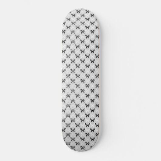 Skateboard Papillons noirs et blancs (Recto)