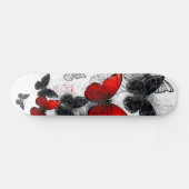 Skateboard Papillons noirs et rouges volants (Horz)