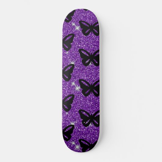 Skateboard Papillons Paillettes Violettes Voler Insectes Anim (Recto)