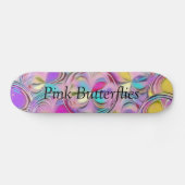 Skateboard Papillons rose étincelant (Horz)