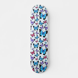 Skateboard Papillons Rose Turquoise Féminin Féminine Fantaisi