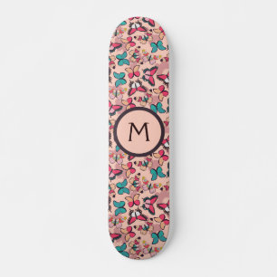 Skateboard Papillons Rose Turquoise Féminin Féminine Fantaisi
