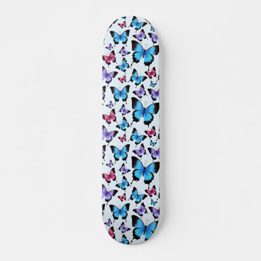 Skateboard Papillons rose Turquoise fille fille Whimsical (Devant)