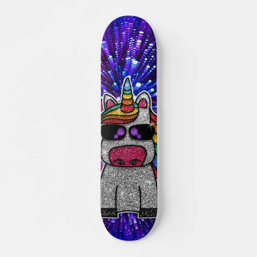 Skateboard Parties scintillant arc-en-ciel Unicorn étincelant (Devant)