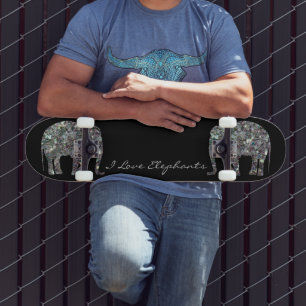 Skateboard Parties scintillant en mosaïque argentée étincelan