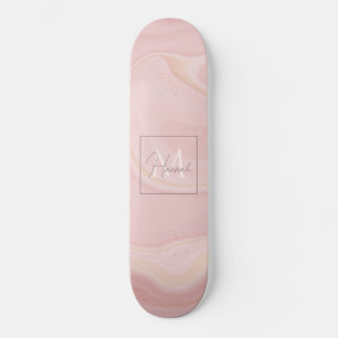 Skateboard Parties scintillant moderne Marble rose or Arrière