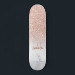Skateboard parties scintillant or rose ombre marbre chic ajou<br><div class="desc">parties scintillant d'or rose ombre blanc marbre chic ajouter votre nom,  monogramme</div>