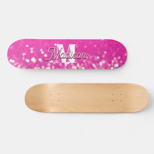 Skateboard Parties scintillant rose chaud Bokeh Monogramme (Horz)