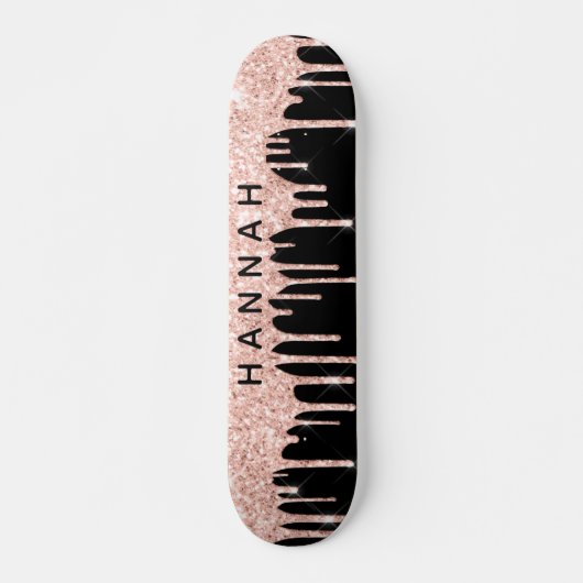 Skateboard Parties scintillant Rose Drives Personnalisé Noir (Devant)