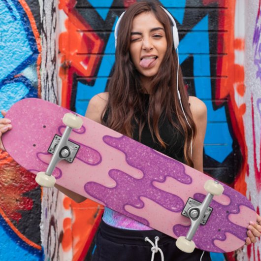 Skateboard Parties scintillant rose et violet goutte d'eau Fo