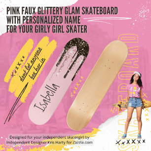 Skateboard Parties scintillant rose vif Fille Épersion Nom pe