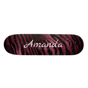 Skateboard Parties scintillant Zebra Black & Burgundy personn