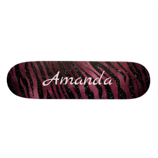 Skateboard Parties scintillant Zebra Black & Burgundy personn
