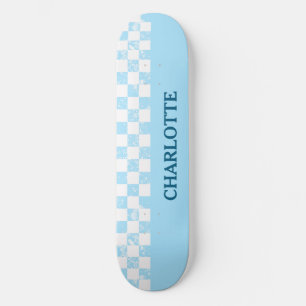 Skateboard Pastel Baby À damiers bleu