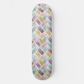 Skateboard Pastel Brushstroke & Gold Crisscross Abstrait (Recto)