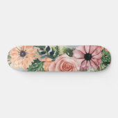 Skateboard Pastel Floral Aquarelle Wreath Rose rose (Horz)