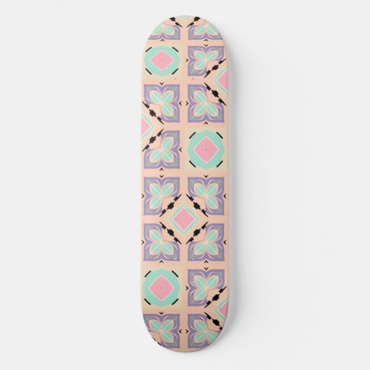 Skateboard Pastel Geometric Tile Pattern | Pink Mint Purple (Recto)