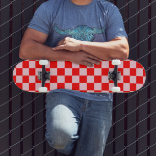 Skateboard Pastel Pink Rouge À damiers damier Vintage