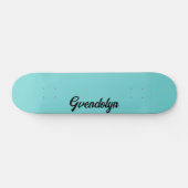 Skateboard Pastel Turquoise Calligraphie Nom | Classique tend (Horz)