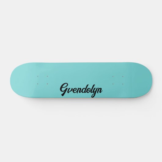 Skateboard Pastel Turquoise Calligraphie Nom | Classique tend (Horz)