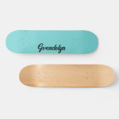 Skateboard Pastel Turquoise Calligraphie Nom | Classique tend (Horz)