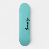 Skateboard Pastel Turquoise Calligraphie Nom | Classique tend (Devant)