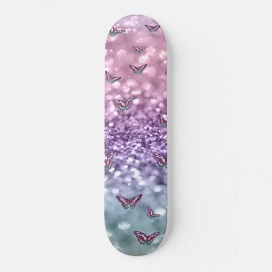 Skateboard Pastel Unicorn rêve de Parties scintillant papillo (Recto)