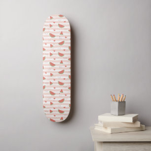 Skateboard Pastèques rouges, Coeurs, Grandes Pâtes, Motif d'é