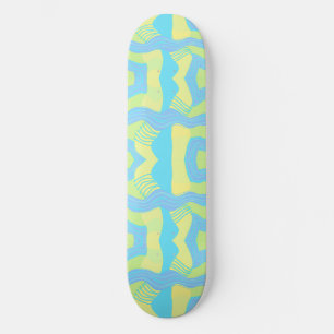 Skateboard Patchwork africain psychédélique : bleu vert jaune