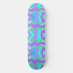 Skateboard Patchwork africain psychédélique : Vert Lilac Bleu
