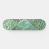 Skateboard Patchwork d'eau de mer Aquamarine avec Initiales (Horz)