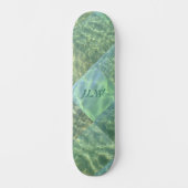 Skateboard Patchwork d'eau de mer Aquamarine avec Initiales (Recto)