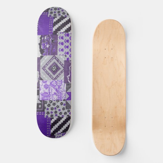 Skateboard Patchwork violet Plate-forme (Recto)