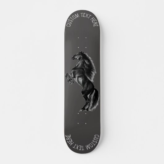 Skateboard Patinage à cheval sauvage noir droit Votre nom du  (Devant)