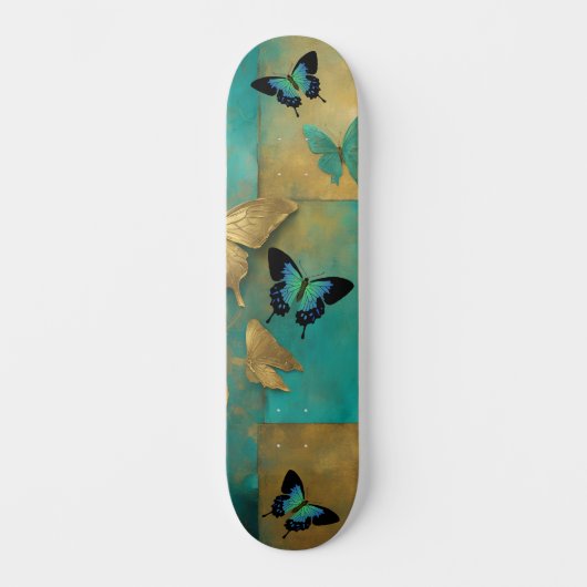 Skateboard Patinage à papillon Turquoise cool (Recto)