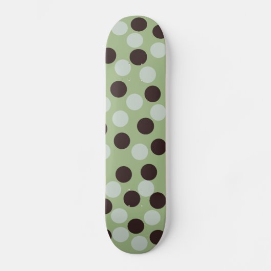 Skateboard Patinage à points Polka vert et Brown (Recto)