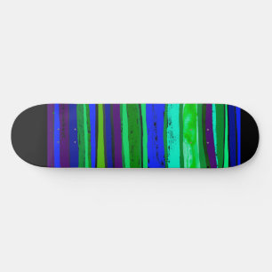 Skateboard Patinage à rayures noir, vert et bleu