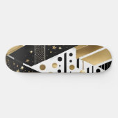 Skateboard Patinage abstrait en or et triangles noirs (Horz)