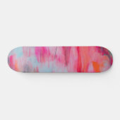 Skateboard Patinage Abstrait rose orange et blanc (Horz)